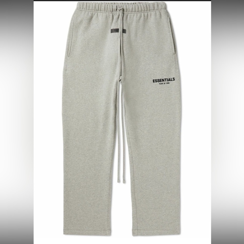 FEAR OF GOD ESSENTIALS -Straight-Leg Logo-Flocked Cotton-Blend Jersey Sweatpants